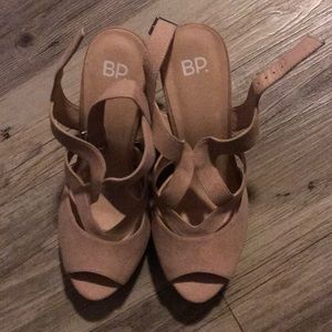 Mauve faux suede wedges